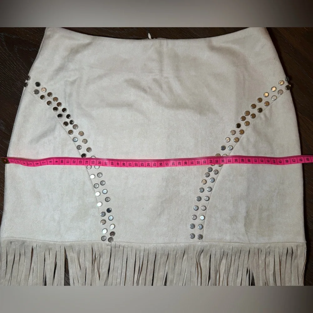 Vocal Cream Fringe Studded Skirt - Picture 12 of 12